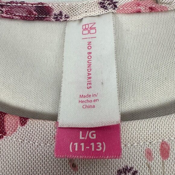 No Boundaries Womens Floral Lace Trim Top L/G(11-13) Ivory Combo - Picture 3 of 7